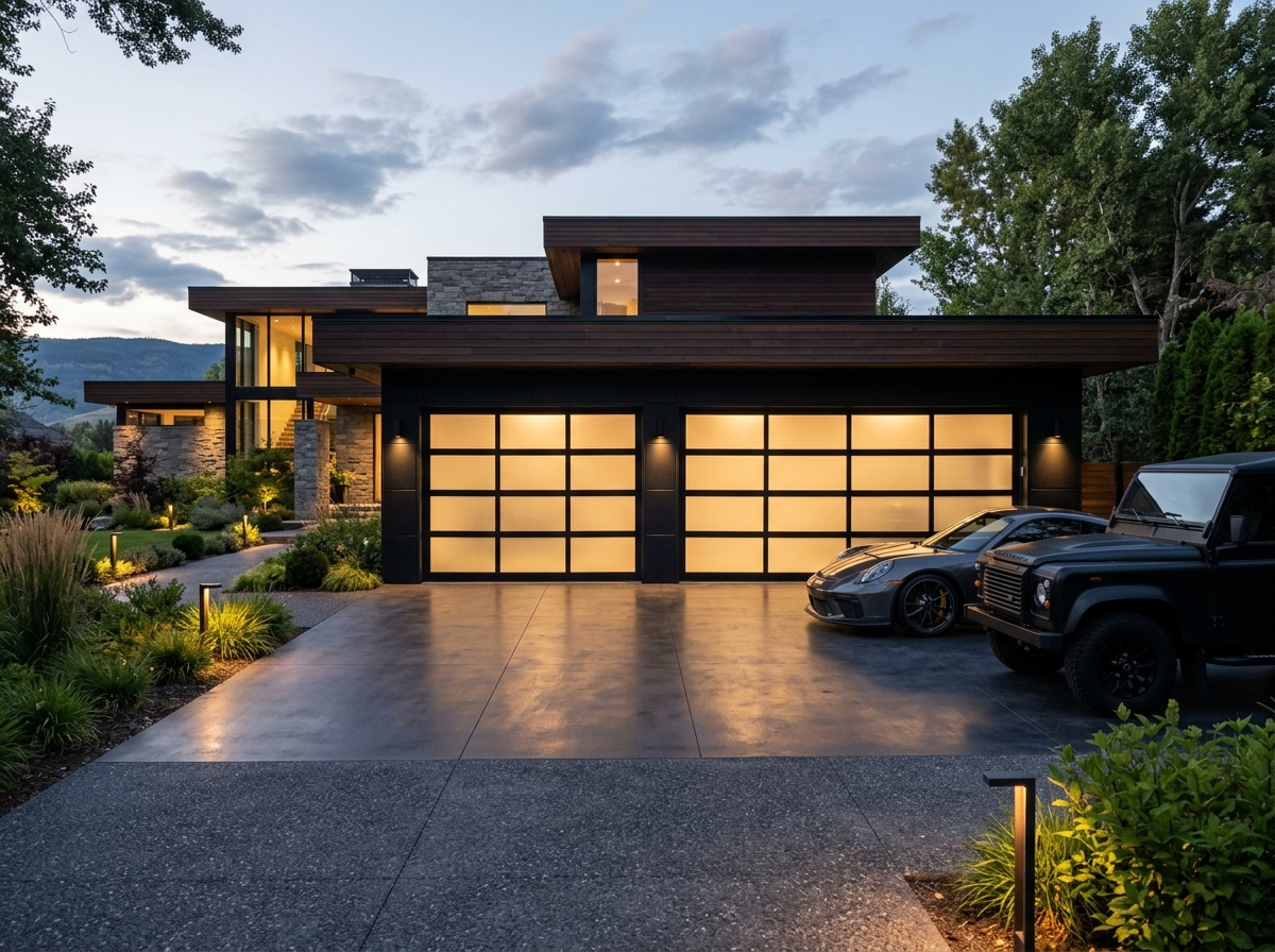 Custom Modern Glass and Steel Garage Doors